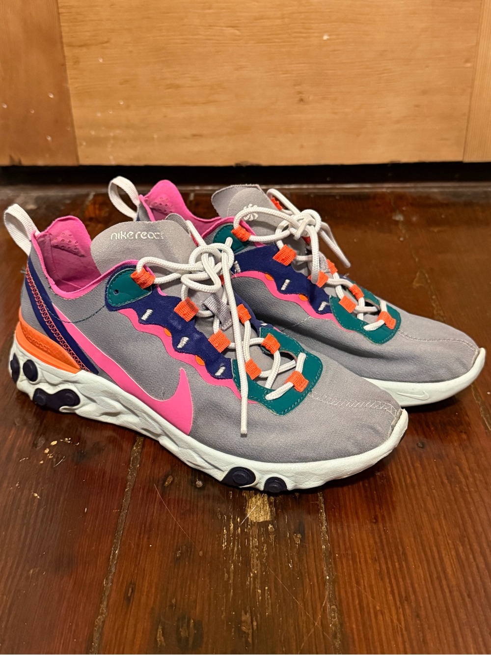 Nike React Element 55 in Pink, Gray and Orange
